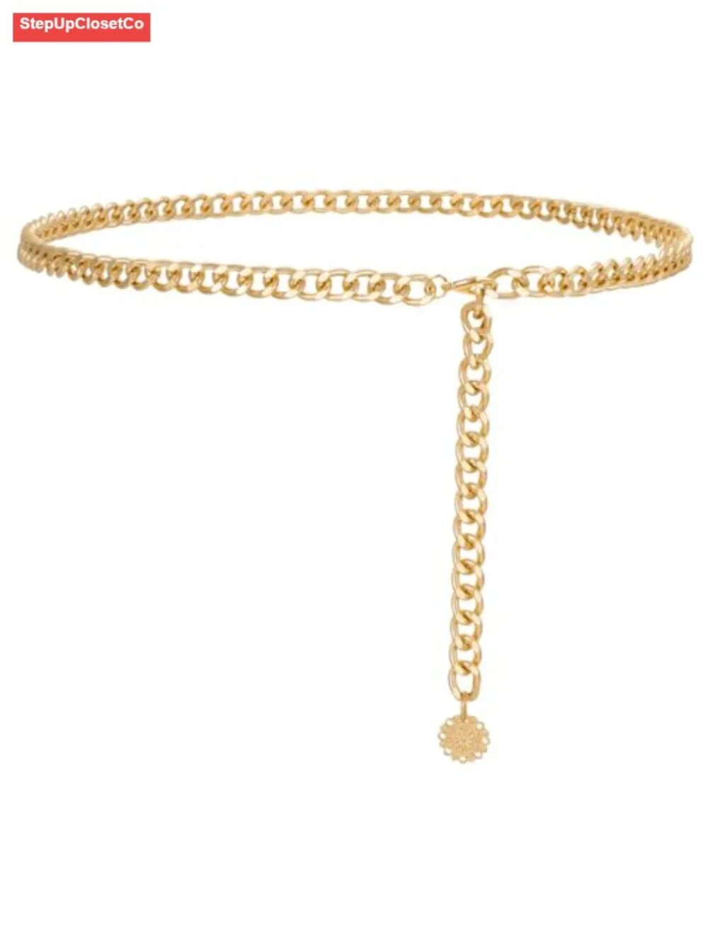 Gold Chain Belt Women Metal Waist Chain Adjustable Coin Pendant Body Belt